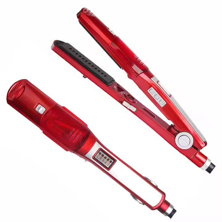 Professional Steam Hair Straightener Adjustable Temp High Heat 202c/395f Flat Iron Heating LCD Screen Ceramic Flat Hair Iron