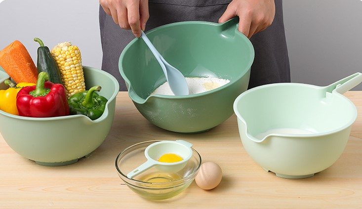 Flour Mixing Bowl Plastic Salad Bowl Four-Piece Household Kitchen Wash Basin Cooking Basin Mixing Dish Basin