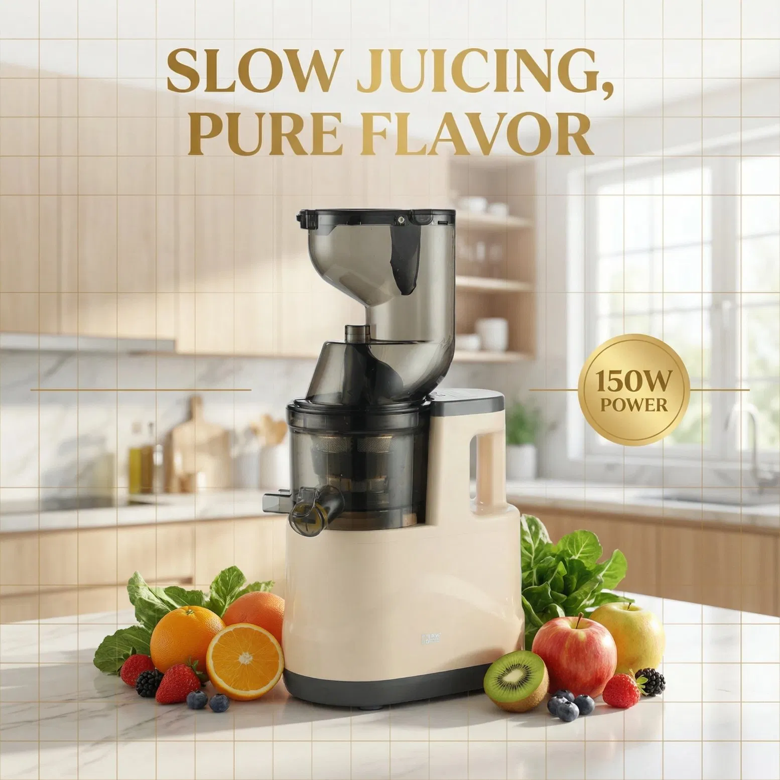 Slow Juicer for Fruit Vegetable Juices with Easy-Clean Removable Components
