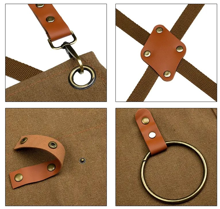 Personalized Logo Cooking Apron Chef Work Barber Hotel Cafe Adjustable Canvas Cooking Apron for Bar Restaurant