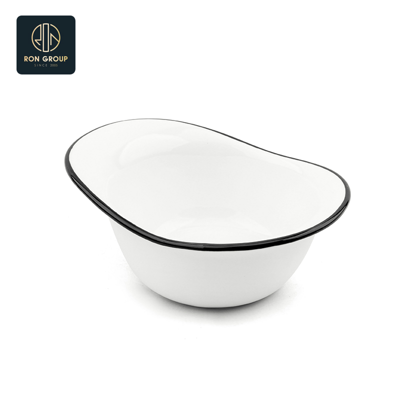 Contemporary Customized Melamine White Tableware Irregular Salad Food Coffee Bar Dining Bowl