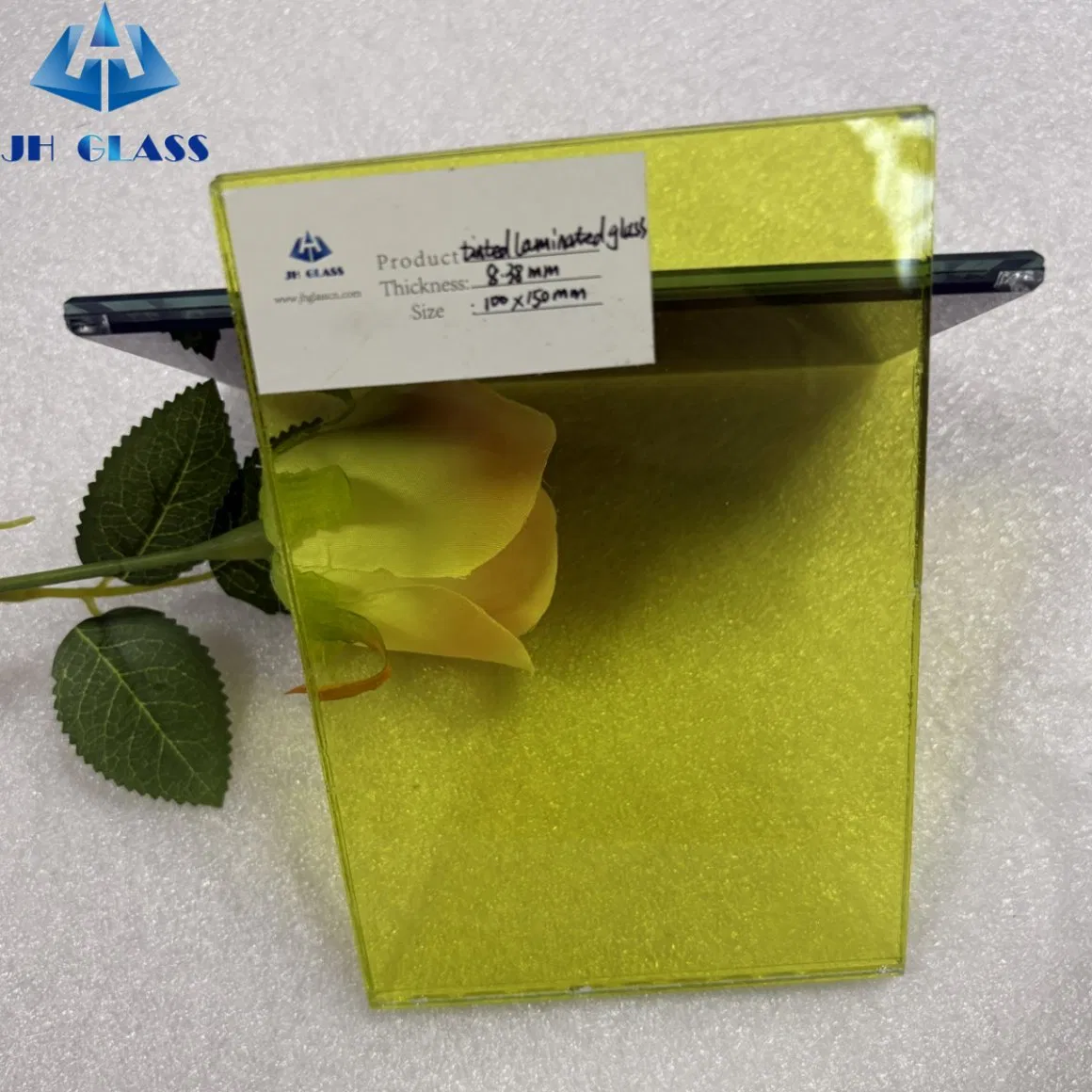 6.38mm/8.38mm/10.38mm Yellow Color PVB High Quality Decorative Laminated Glass for Railing, Door, Window, Floor, Stair Railing, Partition