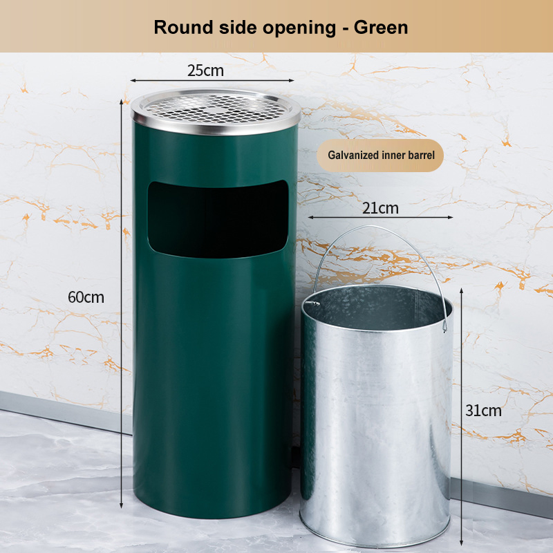 Stainless Steel Dustbin Indoor Round Garbage Can Trash Bin Hotel Ashtray Trash Can