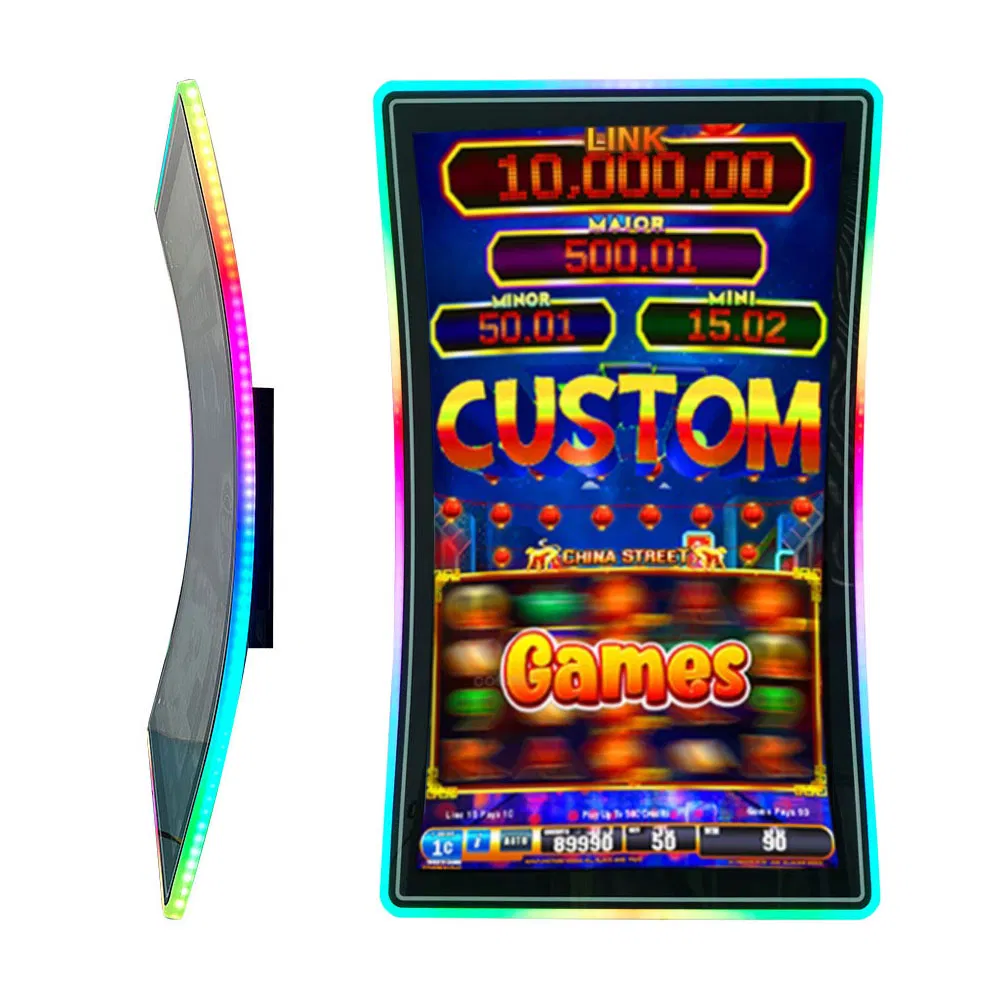 Customized 21.5" 27" 32" 43" IPS Screen RGB LED Framed Slot Gaming Curved LCD Touch Monitor with Projected Capacitive Touch Screen