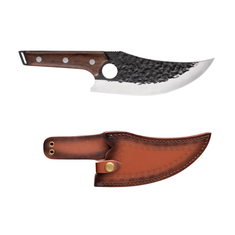 Professional Handmade Kitchen Chef Cleaver High Carbon Steel Nakiri Knife Meat Cleaver with Wood Handle Slicing Utility Tool