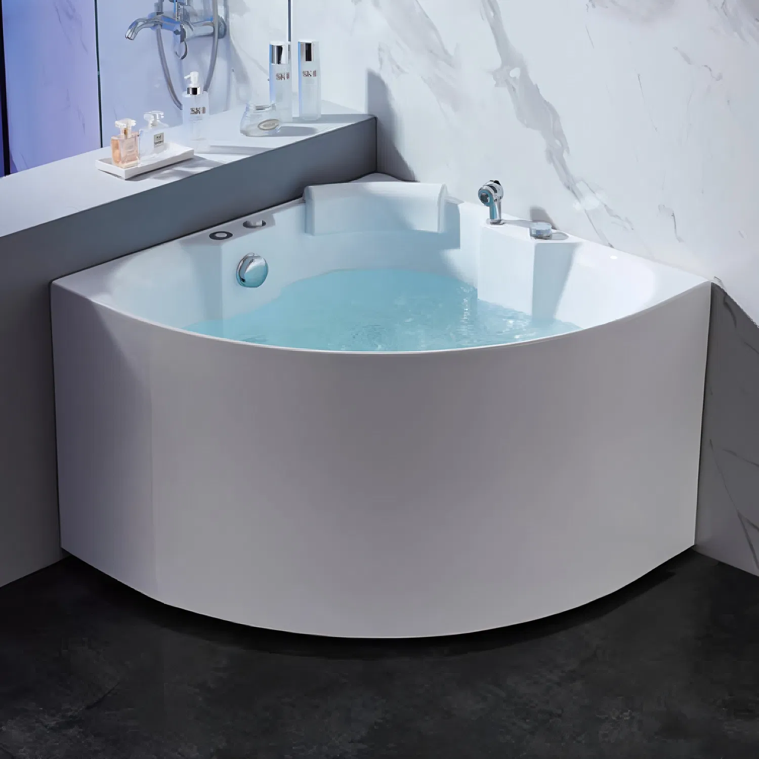 Угловая акриловая ванна с гидромассажем