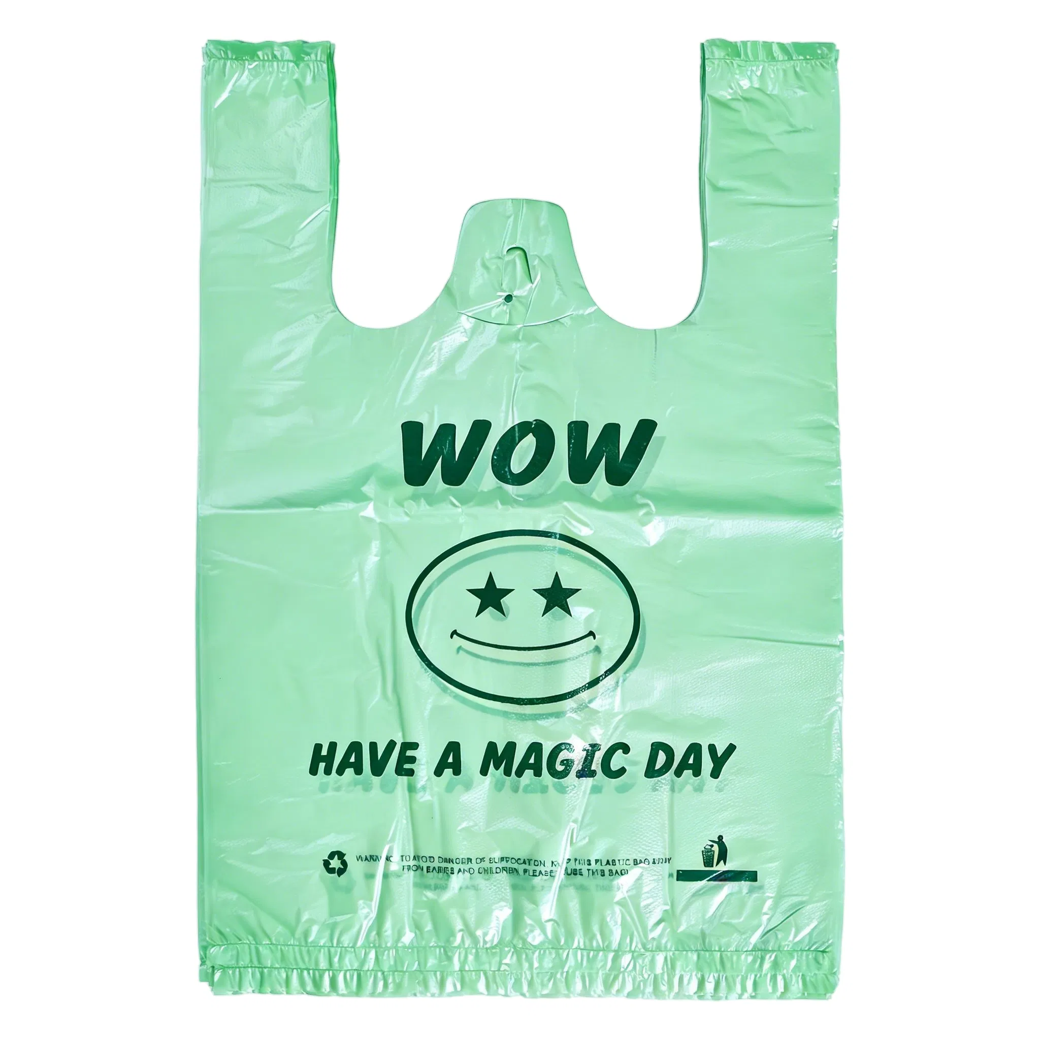 Factory Custom Smile Print Sack Plastic T-Shirt Bags for Wholesale Shopping