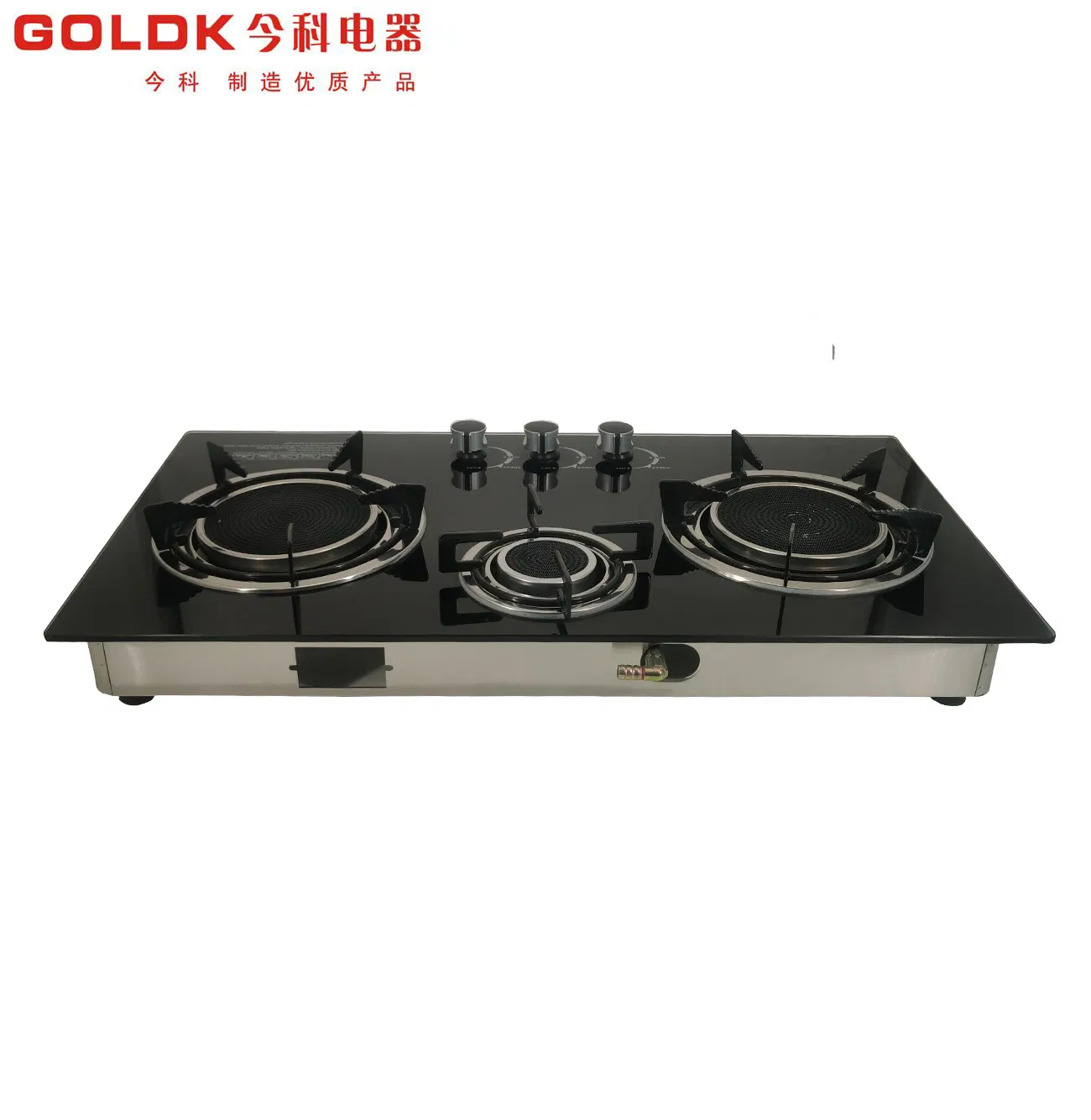 Goldk GS-042 Home Appliance Tabletop Infrared 3 Burner Tempered Glass Gas Cooker