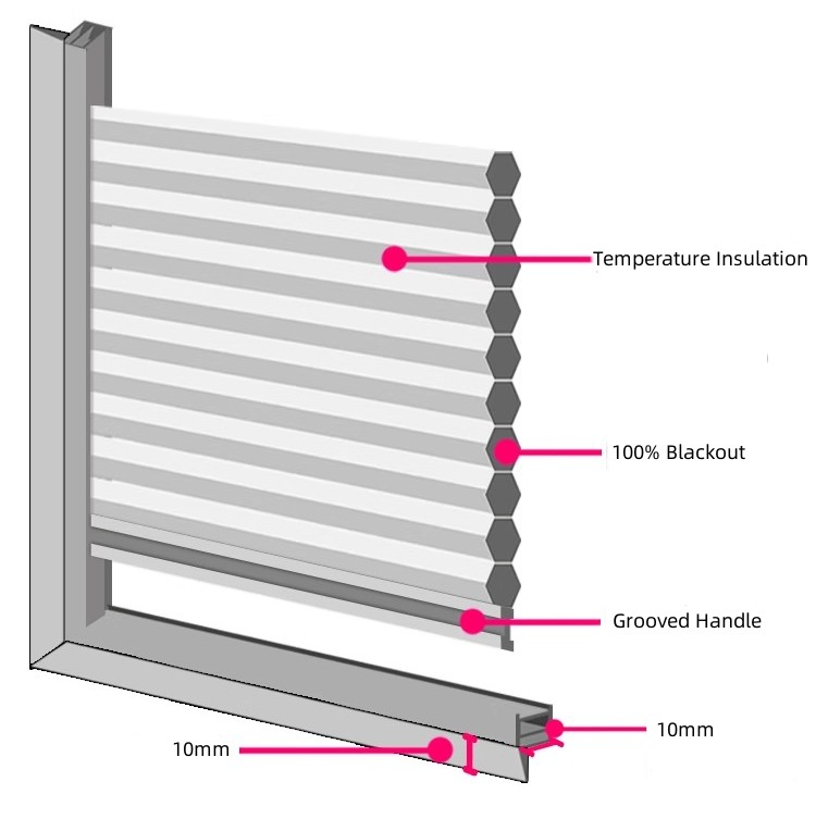 Waterproof Motorized Aluminium Skylight Top Open Honeycomb Shade