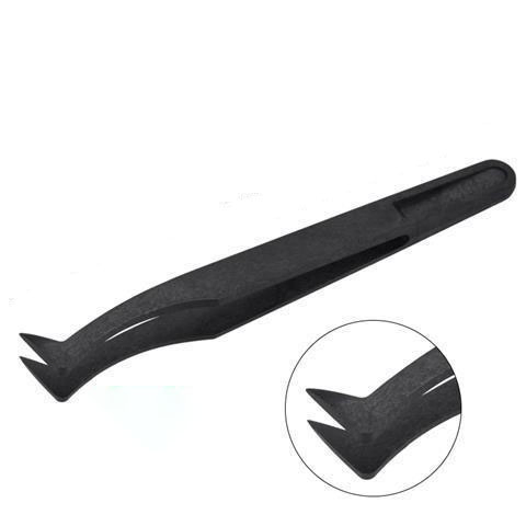 Plastic Tweezers Assembly Tools Bent Plastic Tweezer Black Color Cleanroom Antistatic Conductive Plastic Tweezer