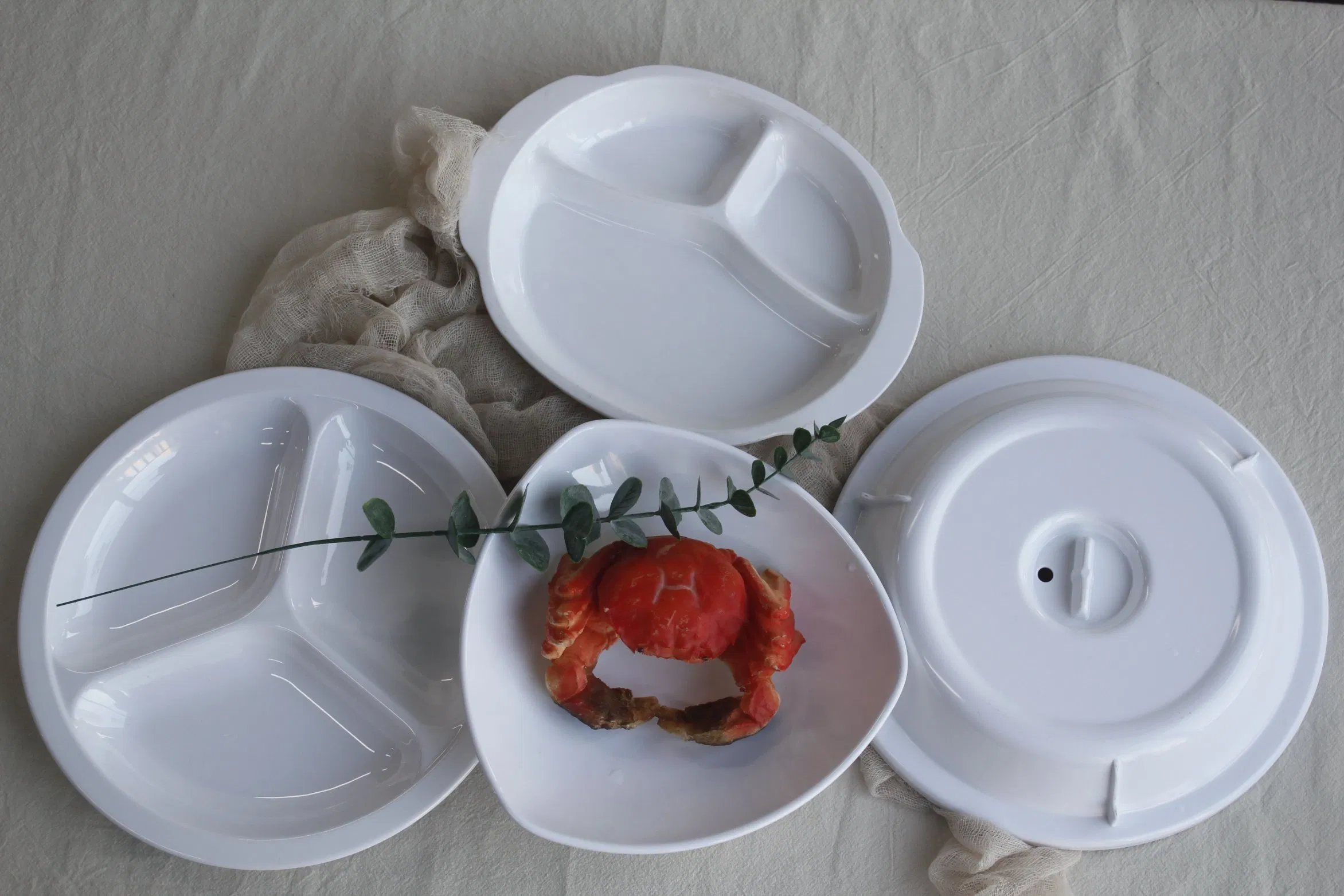 Melamine Tableware 3-Divided Plate Round Plate Deep Plate