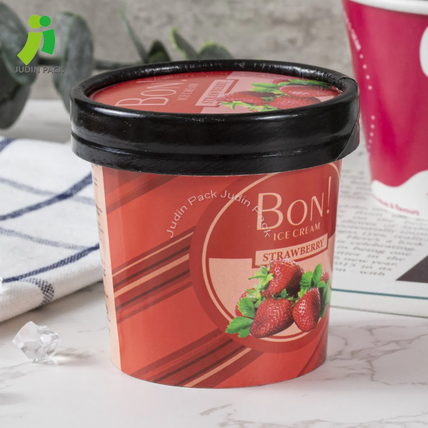 Disposable Paper Product Food Container Ice Cream Cup Made of Sturdy, BPA-Free, Food-Grade Paper