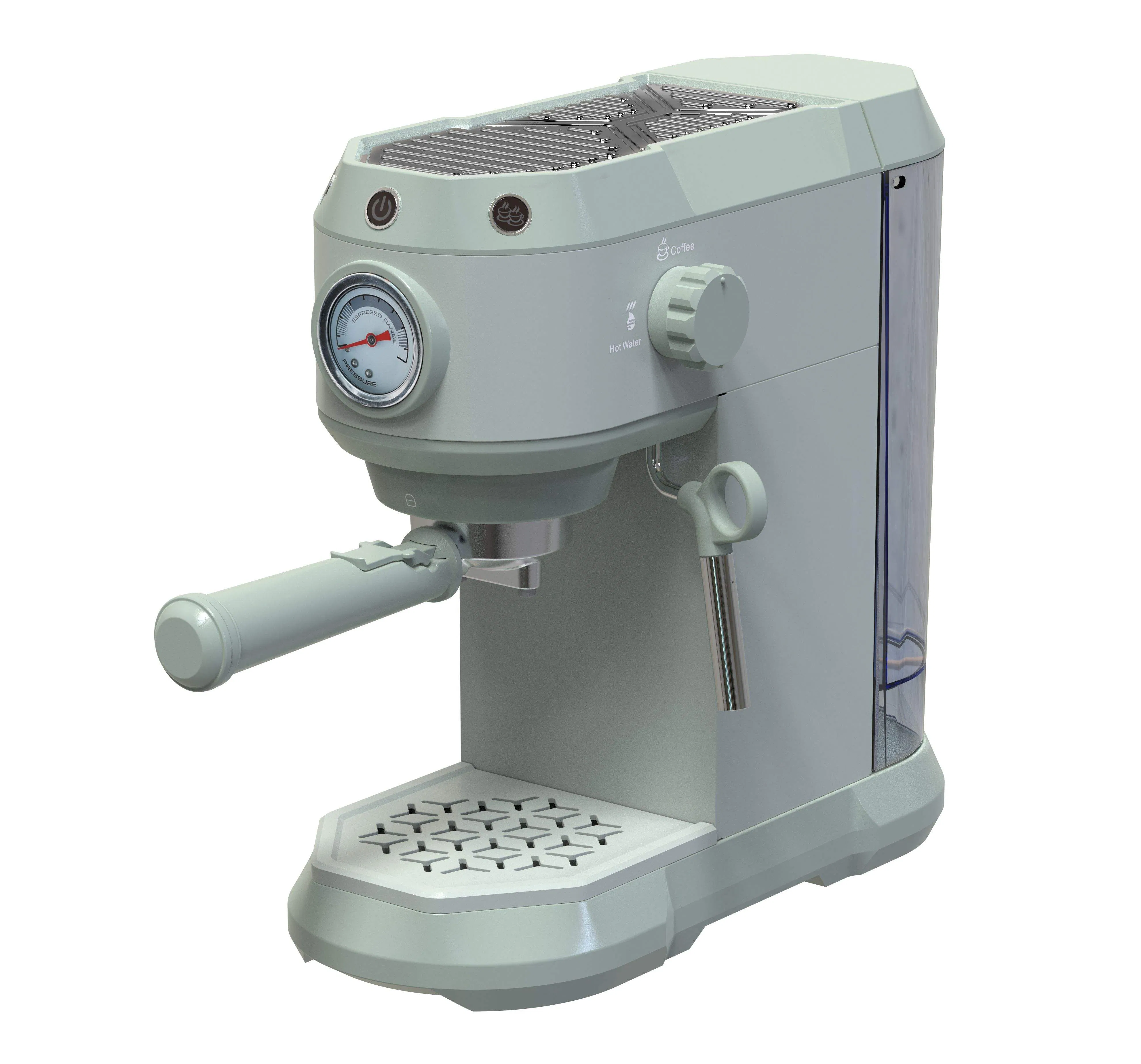 Professional Semi Automatic Espresso Coffee Maker with Pressure Meter and Milk Frother