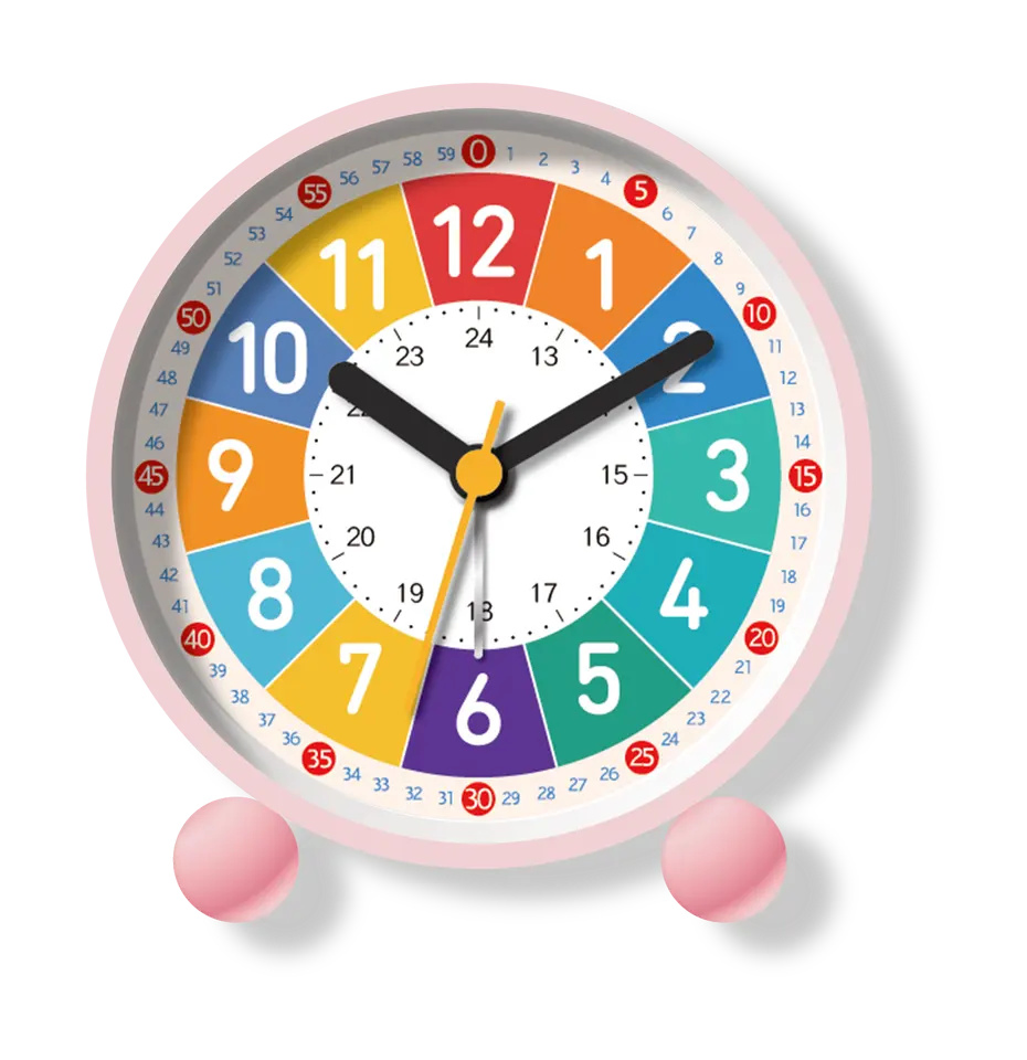 4 Inch Kids Cartoon Pink Table Clock Student Wake up Cute Children Alarm Clock Mini Small Study Metal Desk Clock Custom