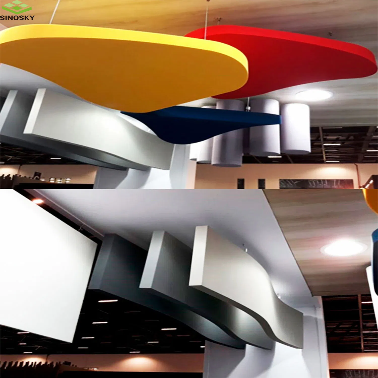 Acoustic Ceiling Panels Fiberglass Baffle Suspended Ceiling Island Rectangular Shape Ceiling Panels for School and Studio