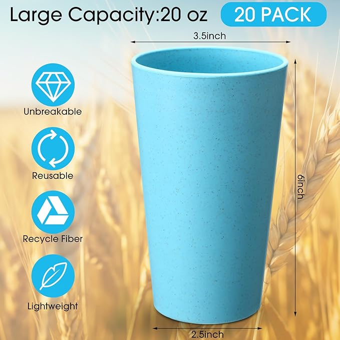 Эко-чашки из пшеничной соломы, 20 унций, набор 4 шт.