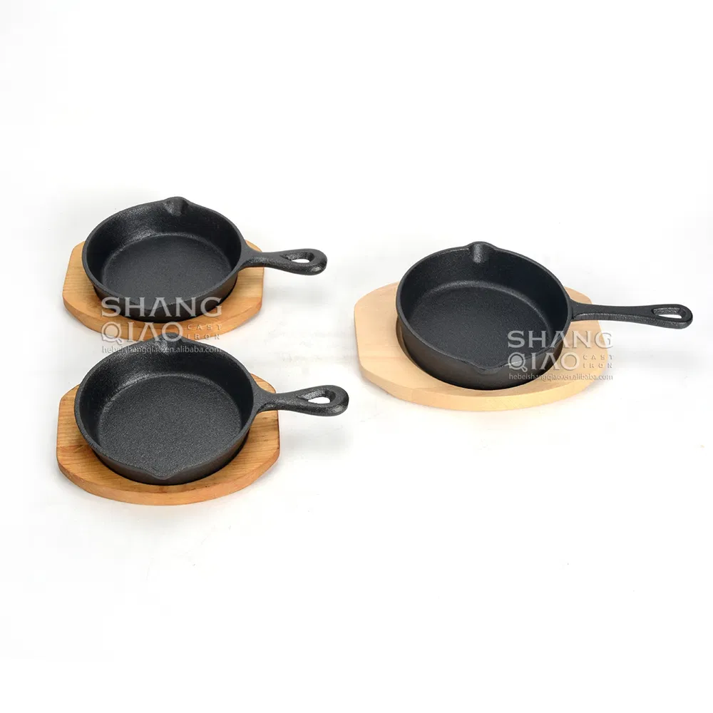 6" Frying Pan with Drip-Spouts Black Cast Iron Mini Skillet Mini Server
