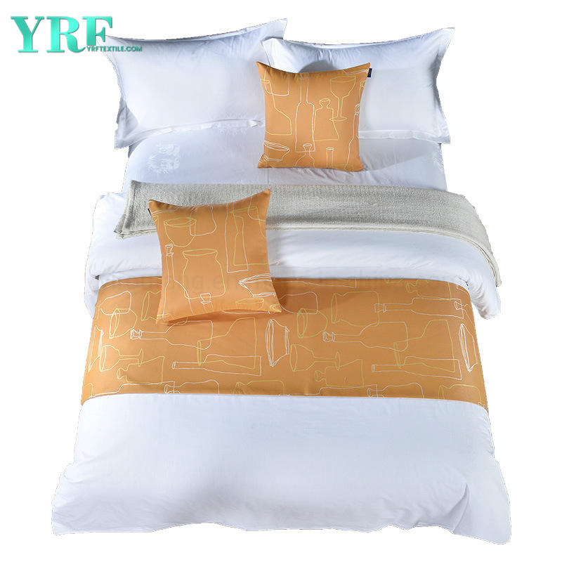 High-End Guest Room Simple Linen Printing Design Sandy Brown Decoration Bed Flags