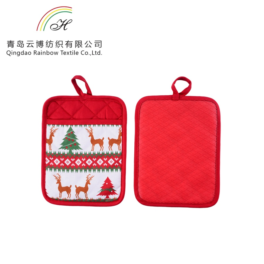 Wholesale Production of Christmas Series Cotton Fabric Printed Silicone Pot Holder in The Factory