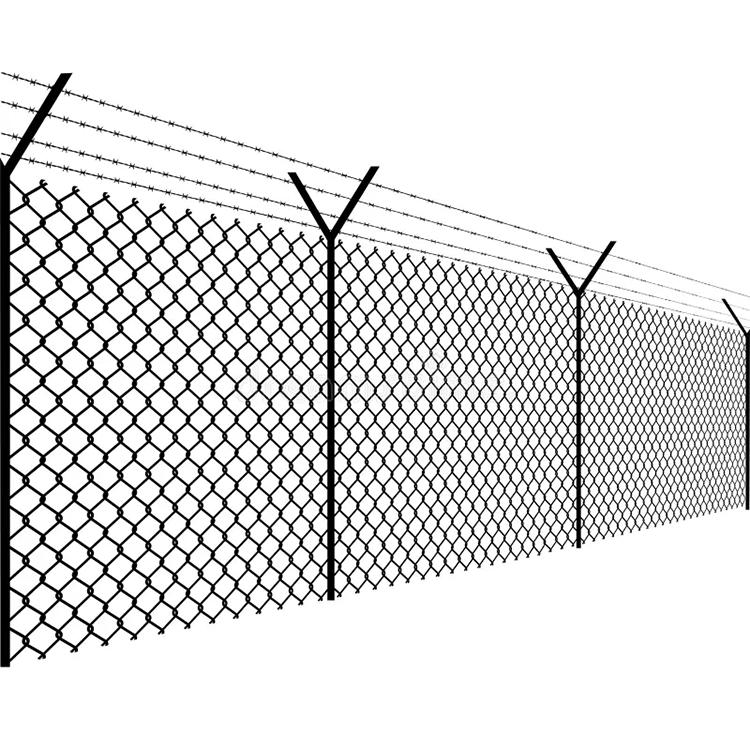 High Iron Steel Security Fence Hot DIP Galvanized 6FT Cyclone Chain Link Fencing Top with Barbed Wire