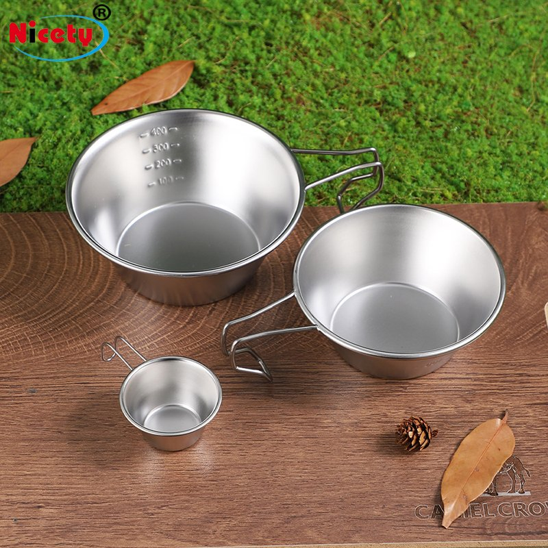 Outdoor Camping Shiraz Bowl Metal 304 Stainless Steel Folding Camping Bowl