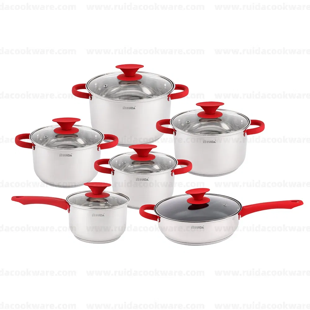 Kitchen Appliance Cooking Pot Soft Touch Handle Stainless Steel Cookware Set