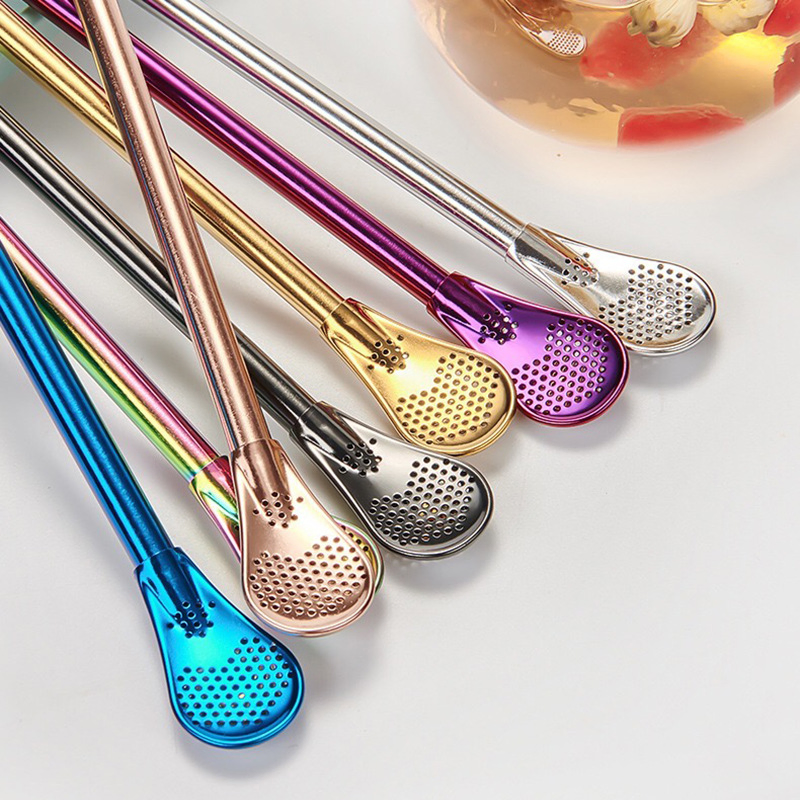 Factory Price Yerba Silver Straw Filter Spoon 155mm Yerba Mate Tea Stainless Steel Straw