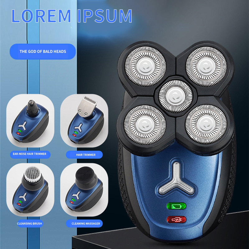USB Rechargeable Professional LCD Shaver 5 in 1 Grooming Kit Waterproof Hair Trimmer Beard Shaver for Man