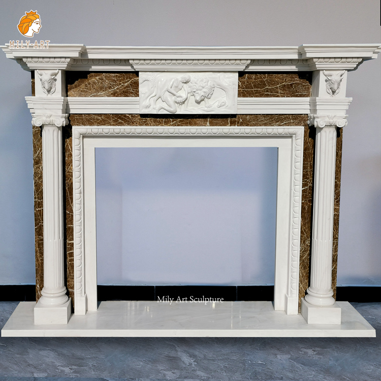 Carving Natural Stone Simple Regency Marble Fireplaces Mantel Surround