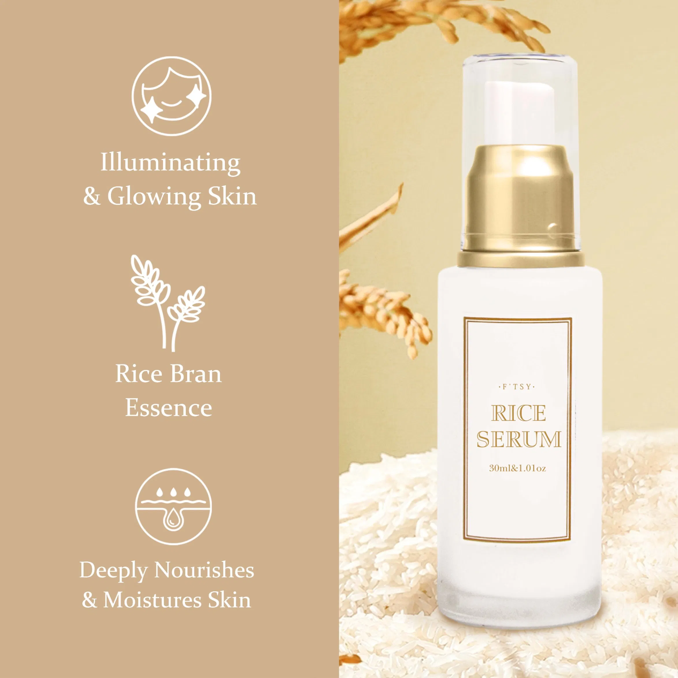 Vegan Skincare Whitening Rice Serum Anti Aging Niacinamide Rice Essence Private Label