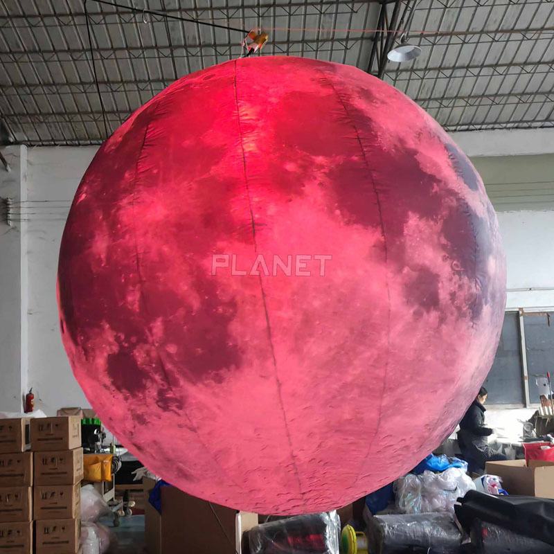 Giant Colorful Lighting Ceiling Hanging Inflatable Moon for Party Decoration