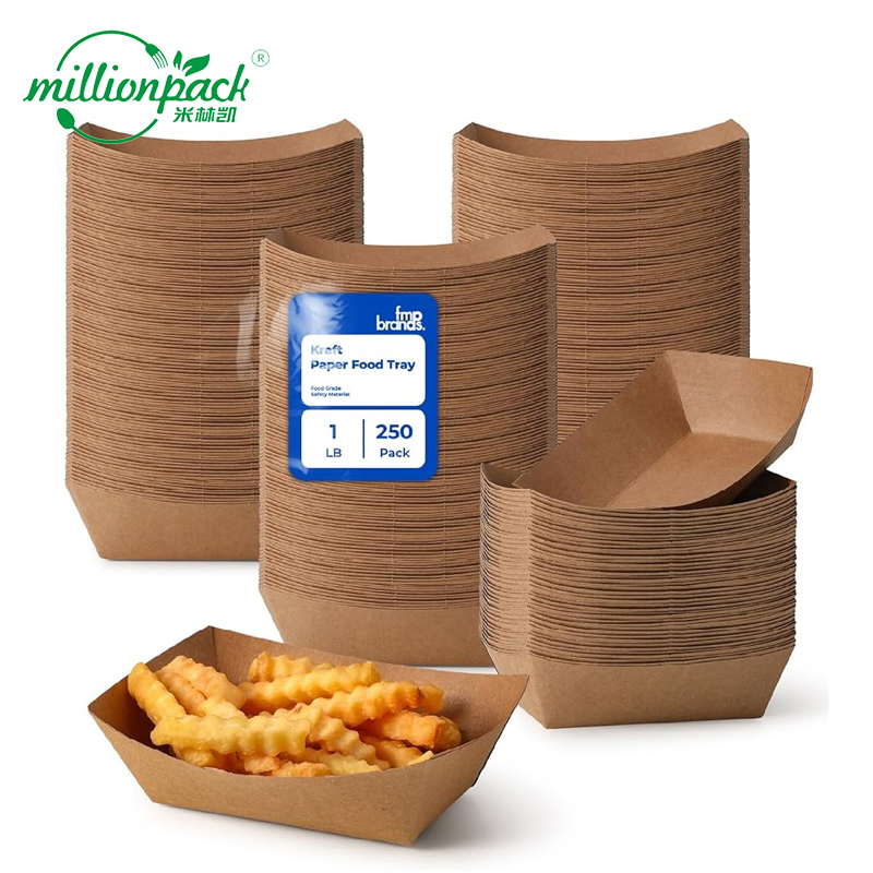 Grease Resistant Disposable Kraft Food Tray for Food Truck and Deli Service