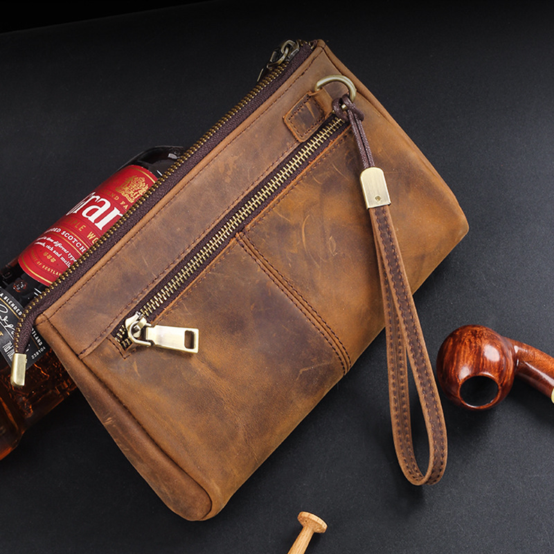 Ga201 Custom Wholesale Rolling Pipe Tobacco Smoking Pouch Bags Holder Storage Shopping Price Empty Smoke Cigar Packing Accessory Zipper Leather Bag