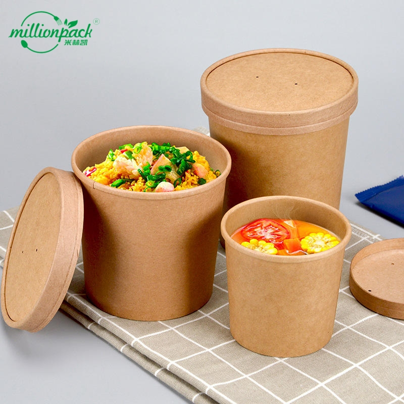 Disposable Kraft Paper Soup Bowl for Restaurant Hot Food Service