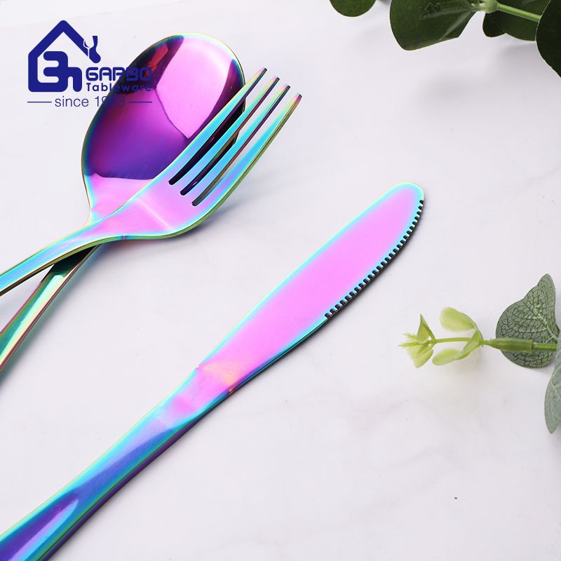 High-Quality PVD Material Rainbow Colored Stainless Steel Flatware Set Tableware Dinnerware Stainless Steel Fork Knife Spoon