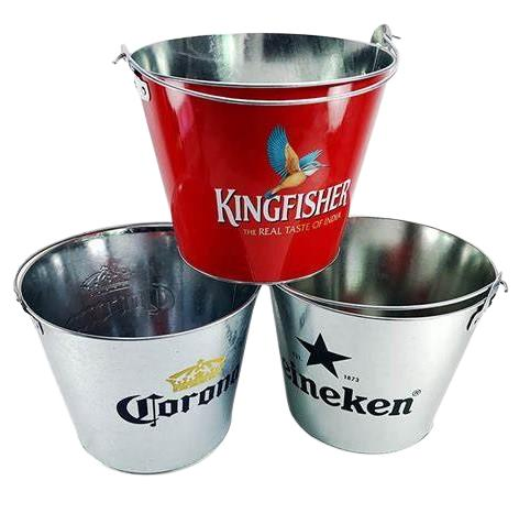 Promotional Food Grade Metal Tin Copper Siliver Gold Buckets Cooler Stainless Steel Metal Ice Bucket for Coors Light Amstel Coppermuse