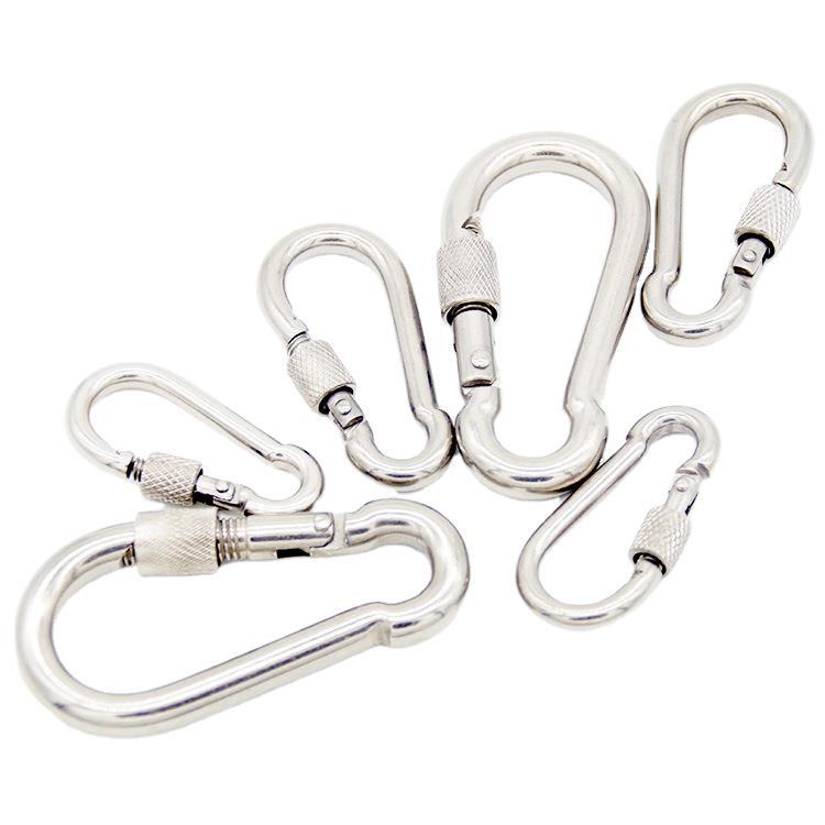 Gourd Type Climbing Carabiner Stainless Steel Screw Lock Snap Hooks Cold Formed Steel