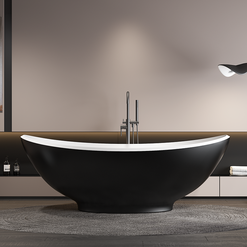 Designer Chic Artificial Stone Freestanding Walk-in Indoor SPA Bathtub for Contemporary Hotel and Resort