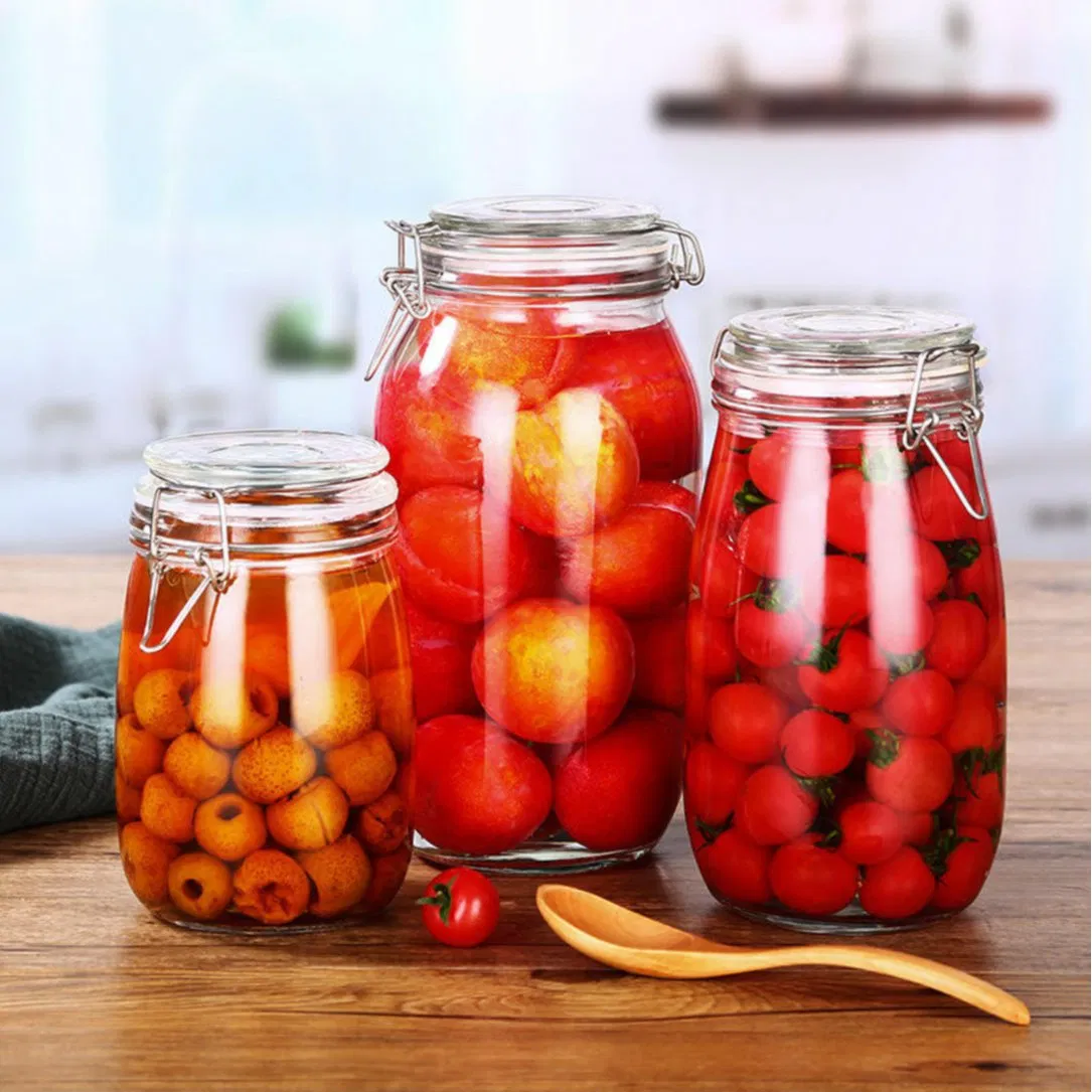 High Quality Airtight Storage Glass Jar 250ml 500ml 750ml with Clip Cover