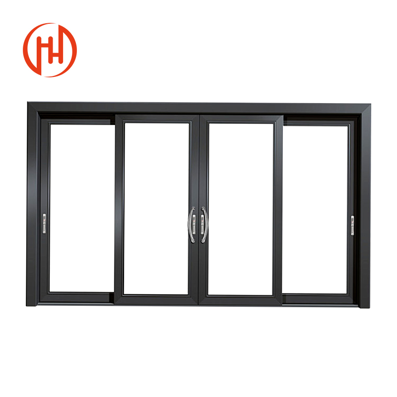 Modern Design Black Aluminum Frame Tempered Glass Sliding Door