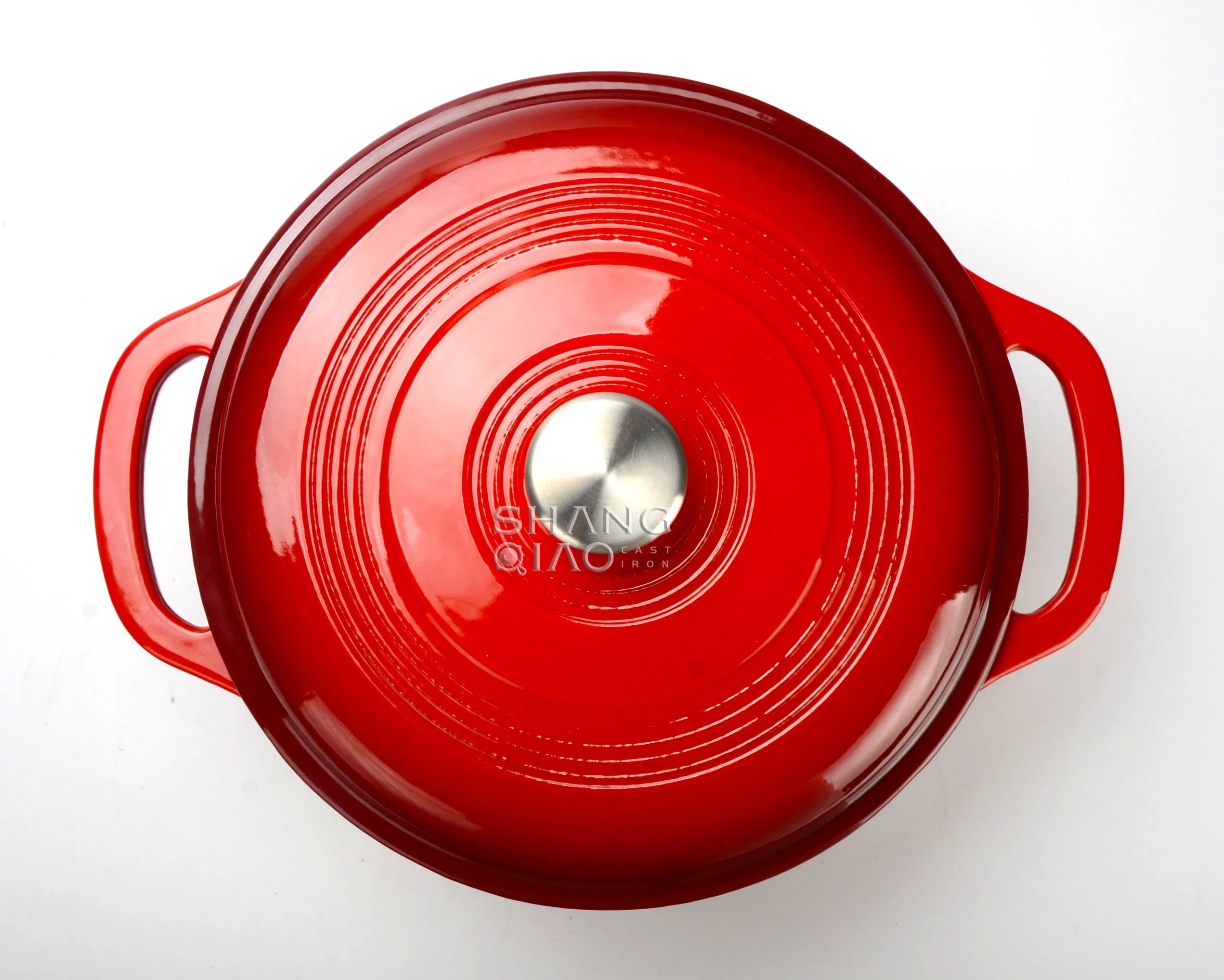 Чугунная эмалированная жаровня 6 кварт, круглая