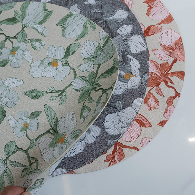 High-Grade Round Leather Table Mat Classic Style PVC Kitchen Wedding Placemat