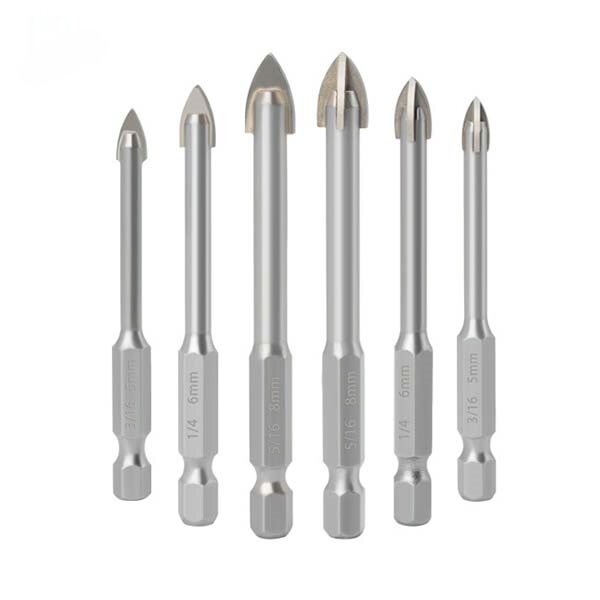Professional Cemented Carbide Cross Tip Hex Shank Glass and Tile Drill Bit