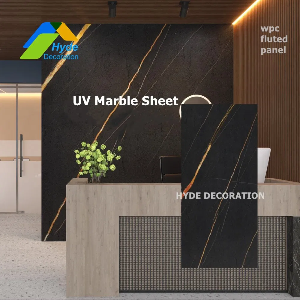 Anti Scratch High Glossy UV Board Marble 3D Design Plastic Sheet PVC Wall Panel Seamless Wall Panel for Bathroom Kitchen Decoration