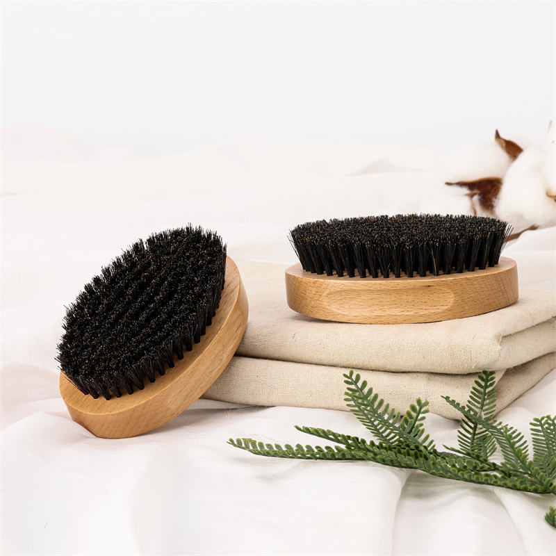 100% Wild Boar Bristle Men's Grooming Shaving Brush Natural Beech Wood Beard Brush with Compact Ionic and Laser Features