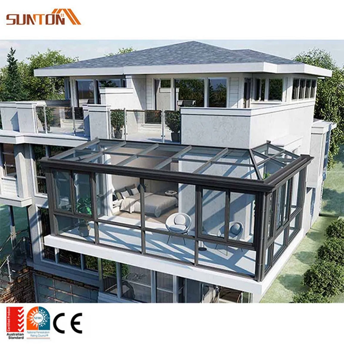 Summer House Gazebo Pergola Aluminium Outdoor Roof Sunroom Solarium Glass House Sun Room