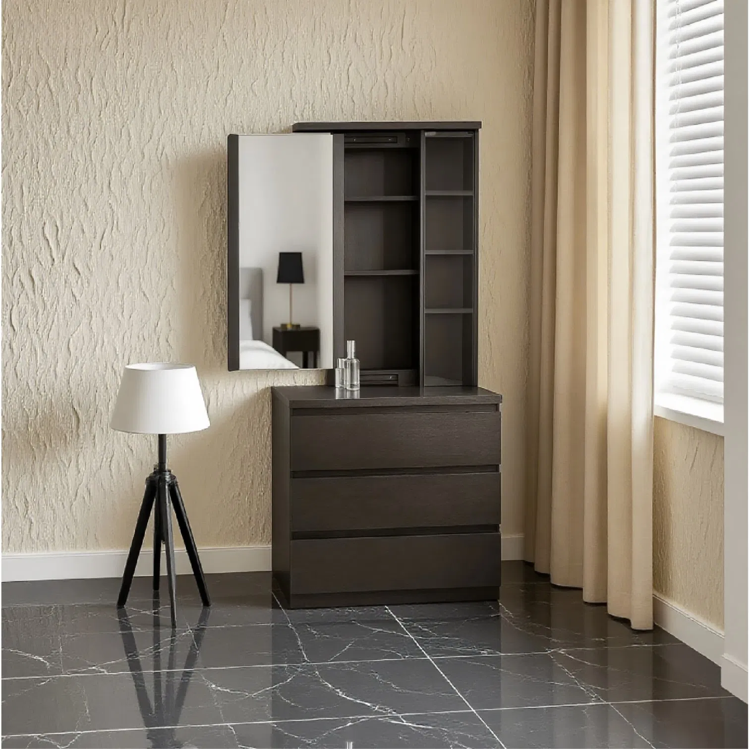 Factory Customization High Quality Full-Length Mirror & Dressing Table with Sliding Mirror