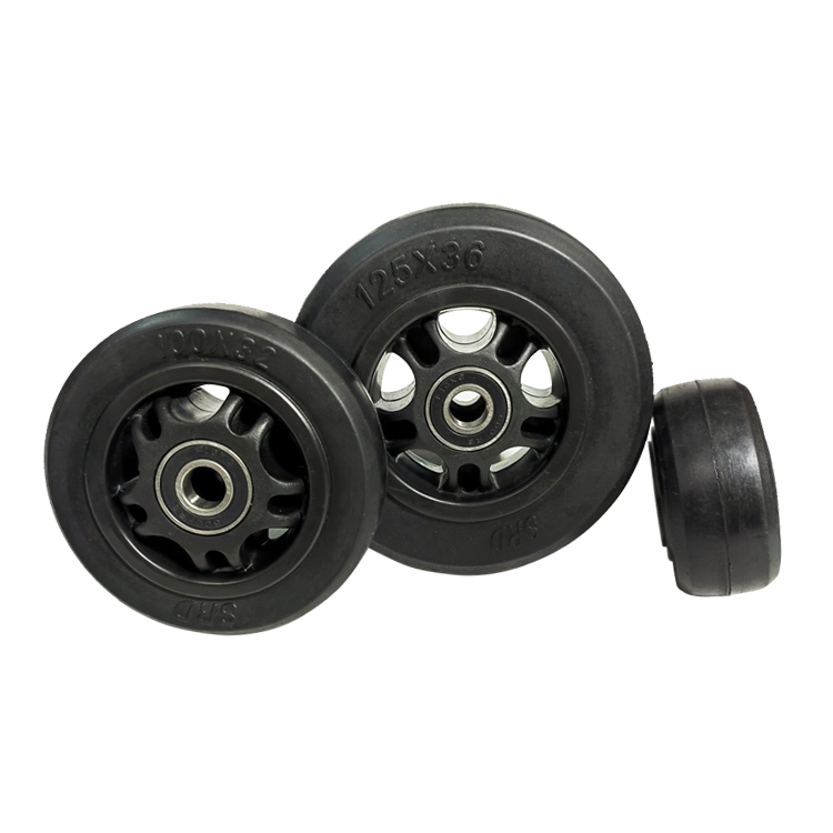 5-Inch (125 mm) Solid Rubber Wheels, Medium-Duty Casters with a Smooth Surface, Suitable for Handcarts, Toolboxes, etc.