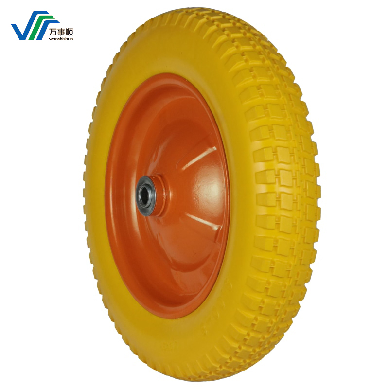 Wear-Resistant and Puncture Resistant Polyurethane Wheelbarrow Rubber Solid Wheel and PU Foam Wheel 4.80/4.00-8 with Steel /Plastic Rim for Wagon Trolley/ Lawn
