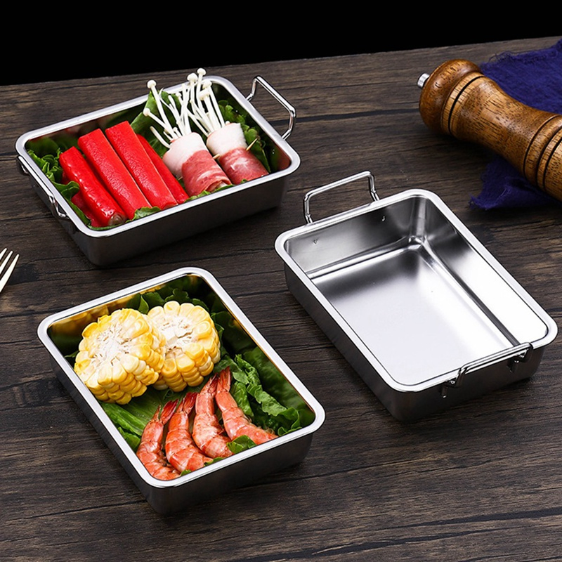 Promotion Stainless Steel Food Storage Double Ears Fruit Plate Kitchen Tools Tray